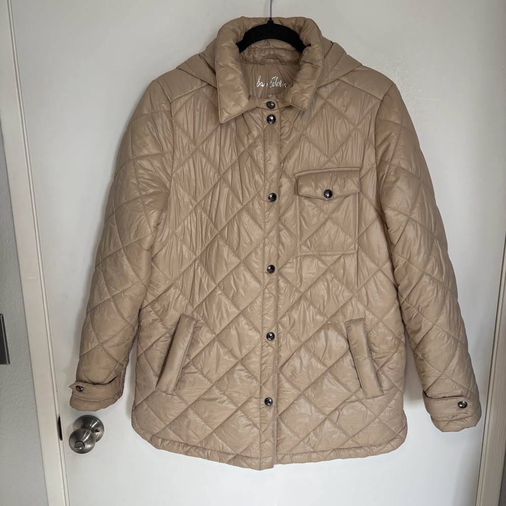 Sam Edelman Cream Quilted Puffer Jacket L Preppy Quiet Luxury Old Money Womens L
